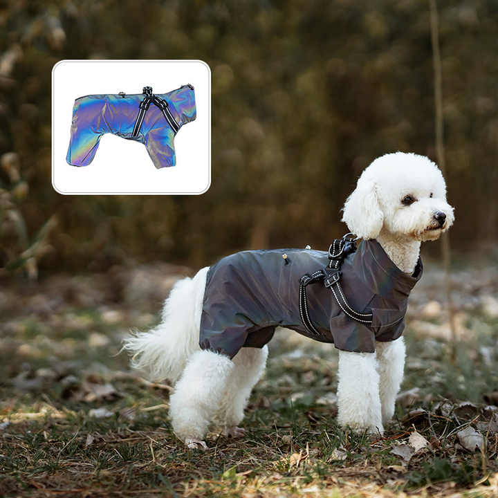 NNEDSZ S Laser Adjustable Waterproof Reflective Dog Raincoat with Harness Design